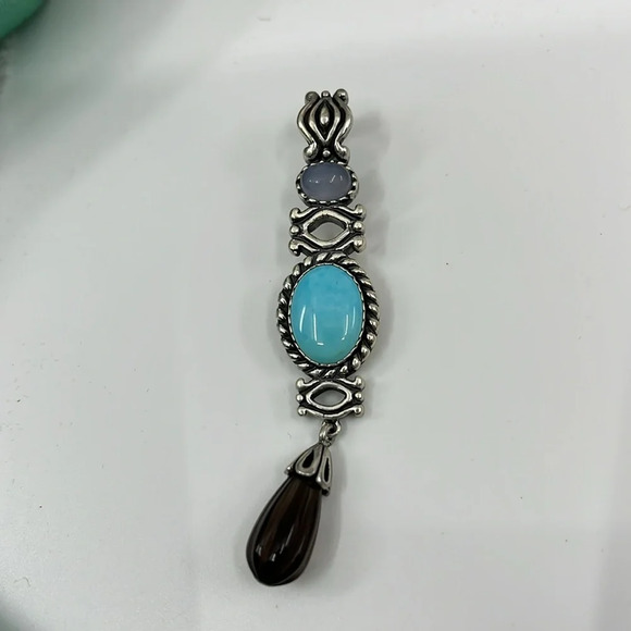 Set of Two 💙 Sincerely Southwest Sterling Silver Turquoise Pendants - Picture 7 of 16